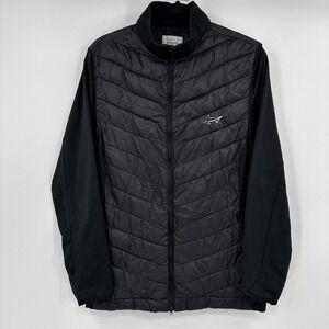 Attack Life Greg Norman Mens Small Black Hybrid Puffer Jacket Stretch Sleeve Zip